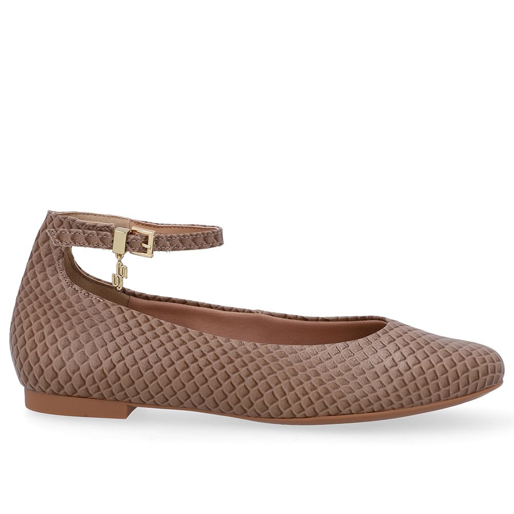 Sapatilha Boneca Marrom Couro Salto Bloco