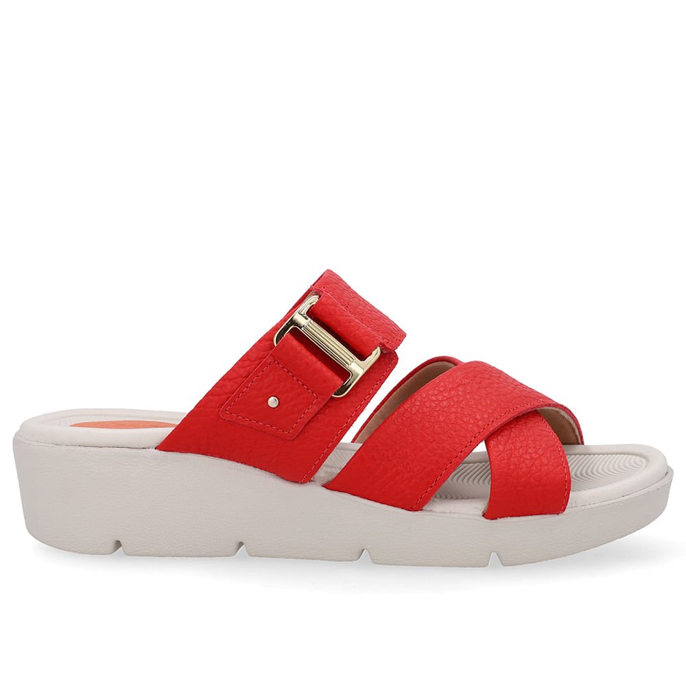 Tamanco Salto Plataforma Couro Vermelho