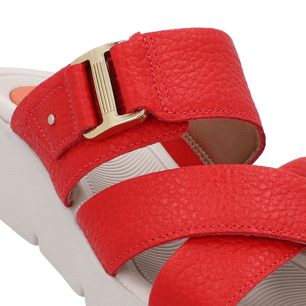 Tamanco Salto Plataforma Couro Vermelho Vermelho 4