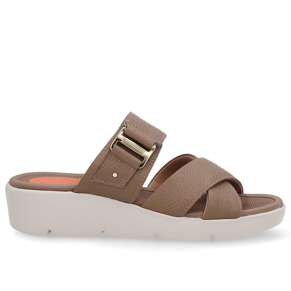 Tamanco Salto Plataforma Couro Marrom