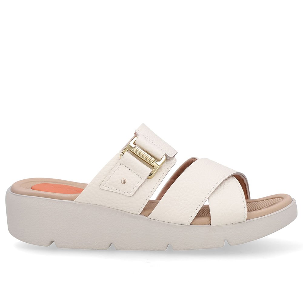 Tamanco Salto Plataforma Couro Branco Marfim