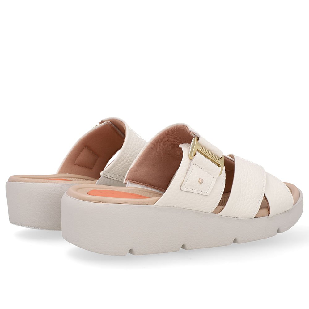 Tamanco Salto Plataforma Couro Branco Marfim Branco 3