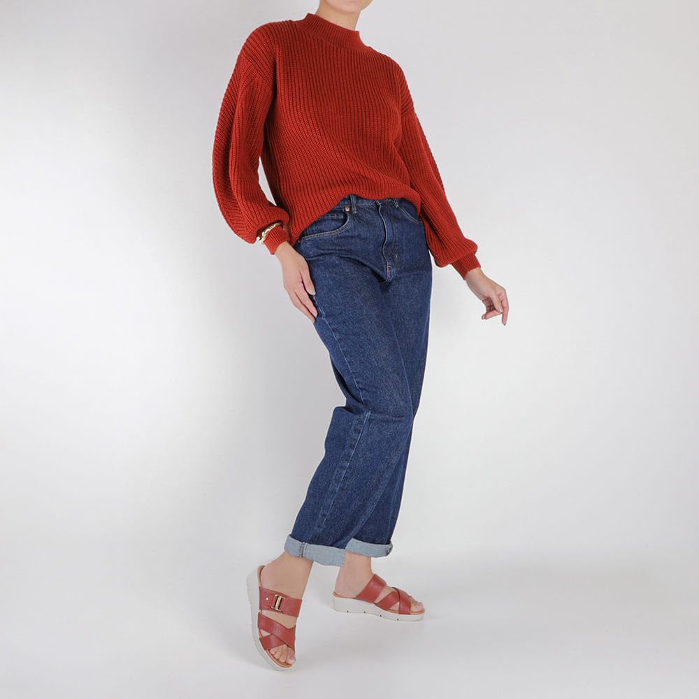 Tamanco Salto Plataforma Couro Marrom Marrom 4