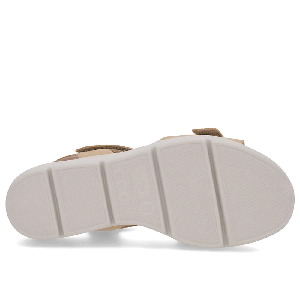 Sandália Plataforma Couro Bege Ajuste Fecho-Flex Amarelo 5