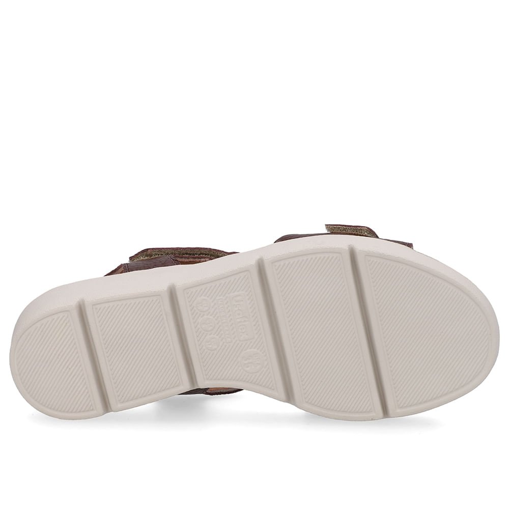 Sandália Plataforma Couro Marrom Ajuste Fecho-Flex Marrom 5