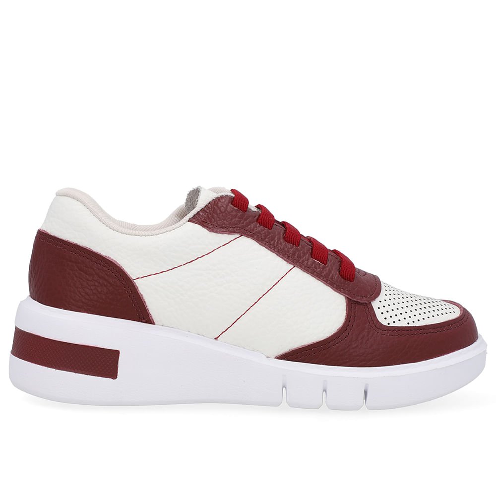 Tênis Vermelho Couro Detalhe Sola