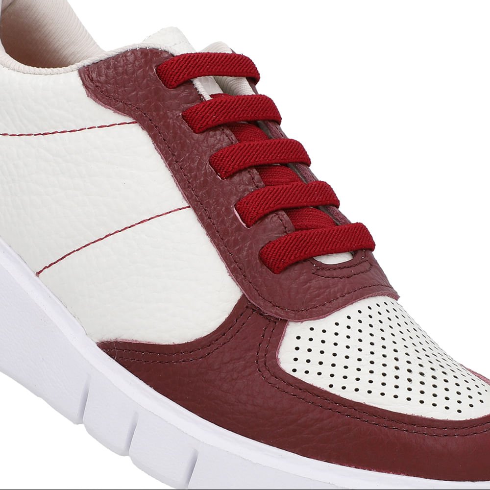 Tênis Vermelho Couro Detalhe Sola Branco/Vinho 4