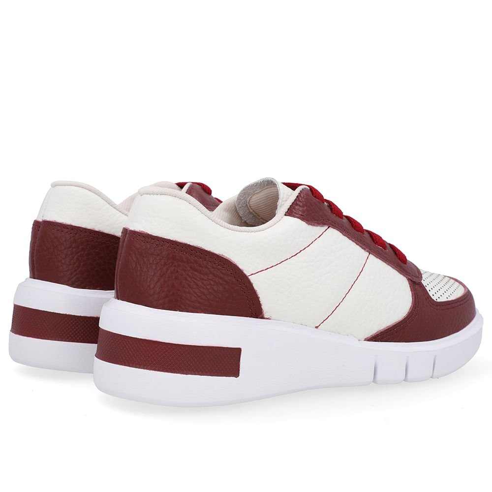 Tênis Vermelho Couro Detalhe Sola Branco/Vinho 3