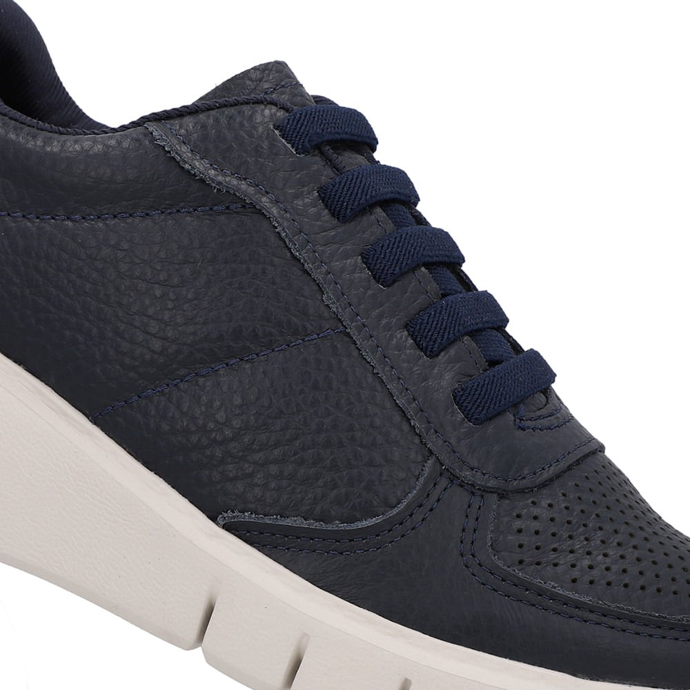 Tênis Azul Couro Detalhe Sola Preto 4