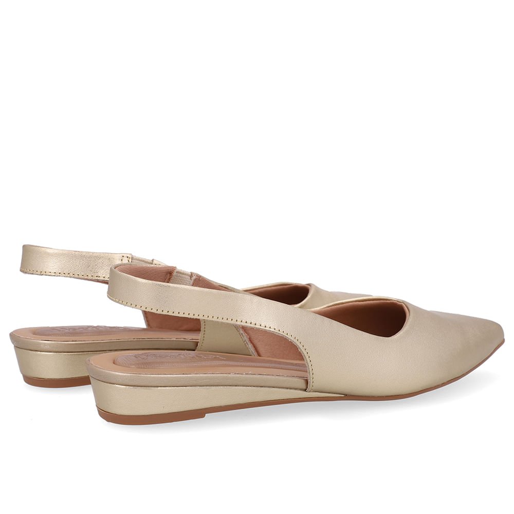 Slingback Dourada Couro Salto Anabela Dourado 3