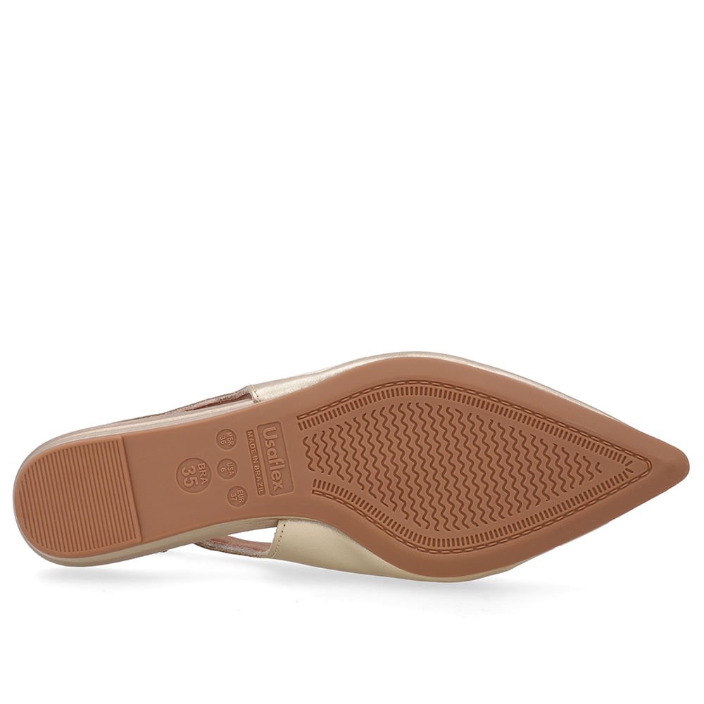 Slingback Dourada Couro Salto Anabela Dourado 5