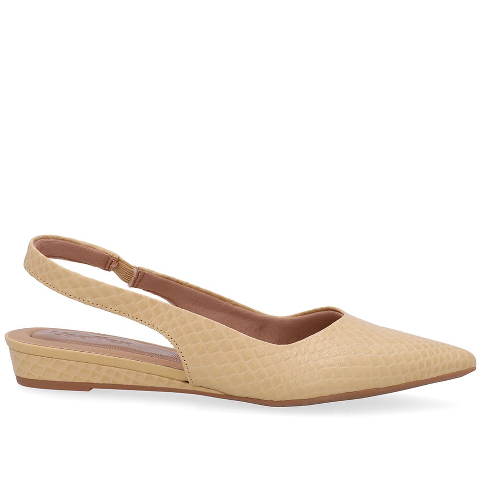 Slingback Creme Couro Salto Anabela