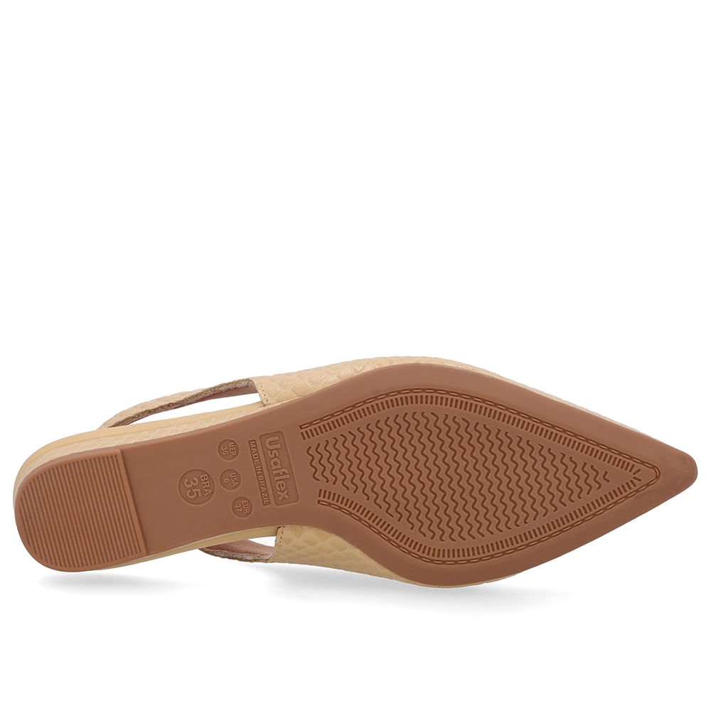 Slingback Creme Couro Salto Anabela Bege 5
