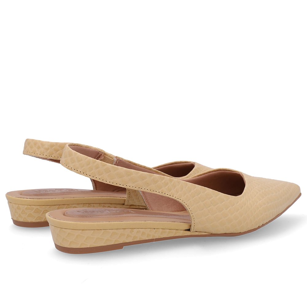 Slingback Creme Couro Salto Anabela Bege 3