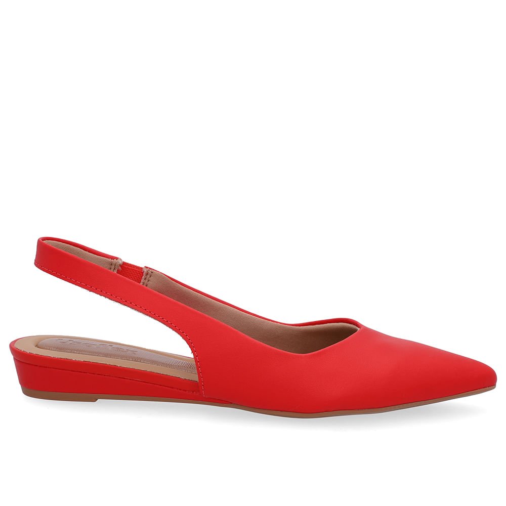 Slingback Vermelho Couro Salto Anabela