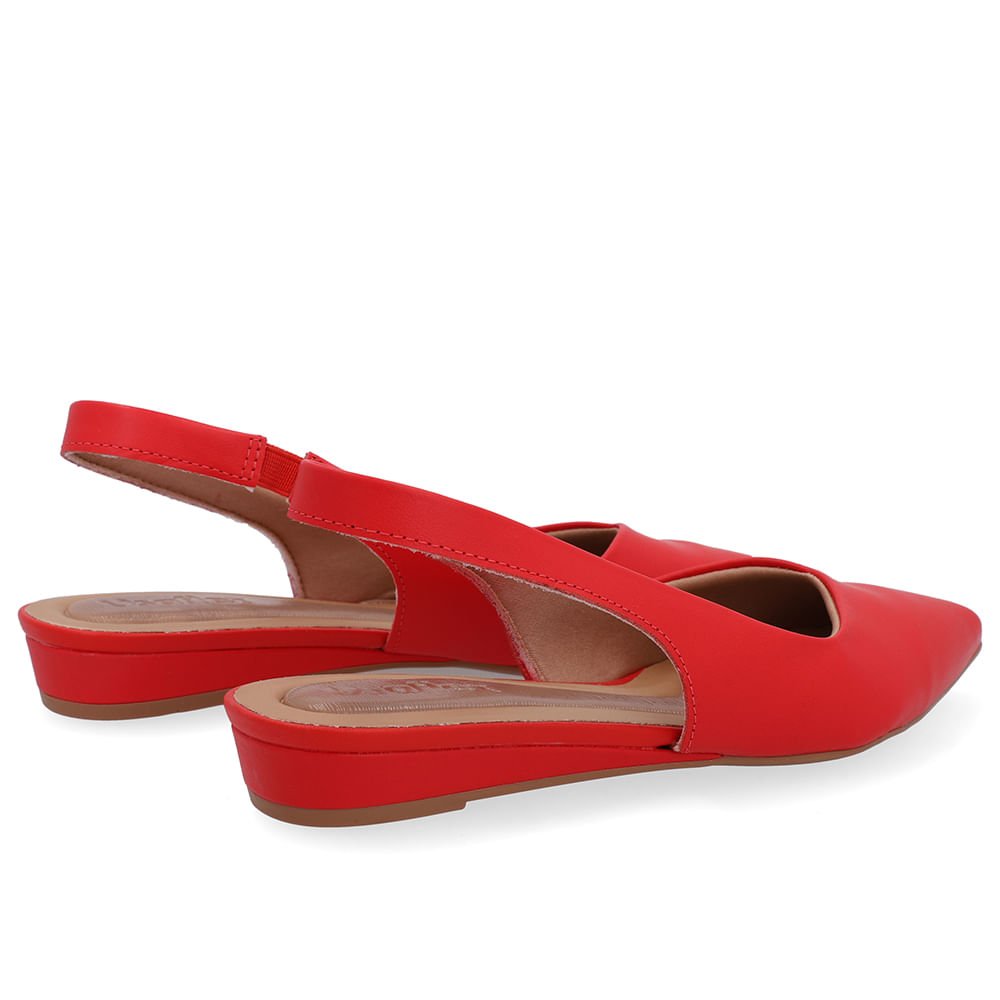 Slingback Vermelho Couro Salto Anabela Vermelho 3