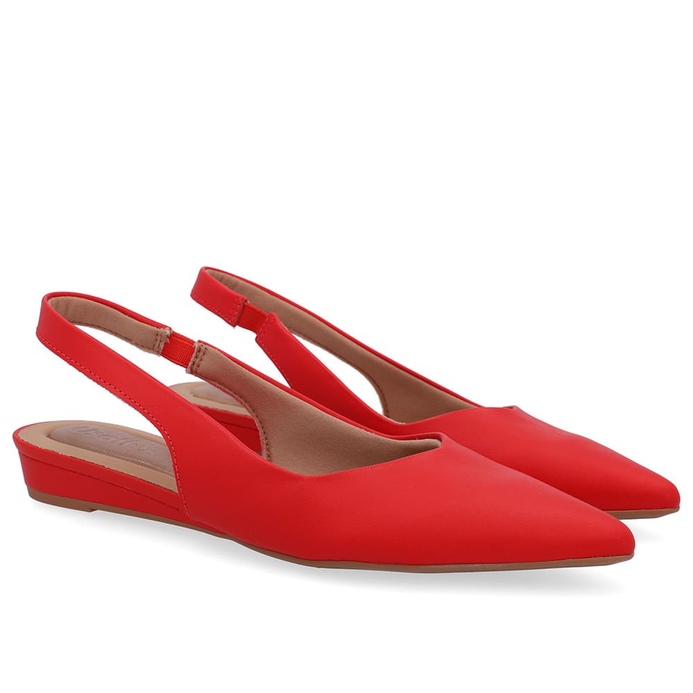 Slingback Vermelho Couro Salto Anabela Vermelho 2