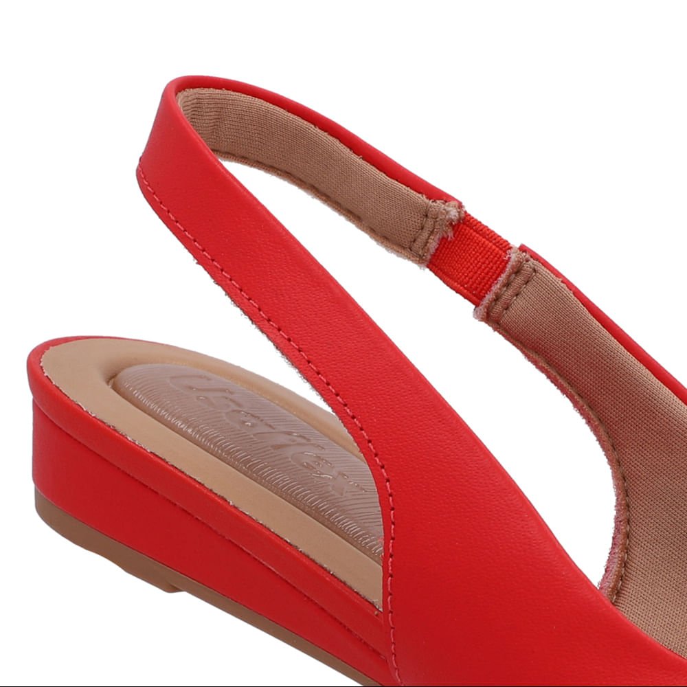Slingback Vermelho Couro Salto Anabela Vermelho 4
