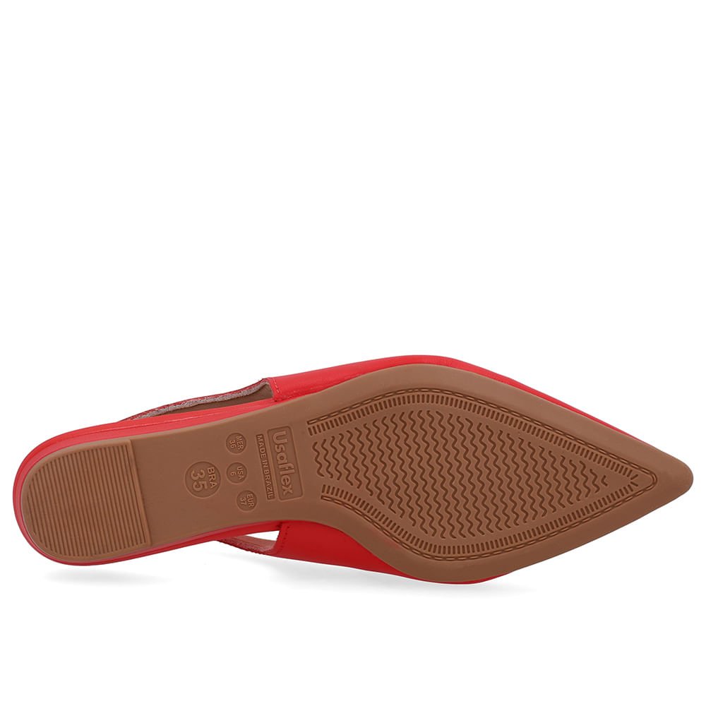 Slingback Vermelho Couro Salto Anabela Vermelho 5