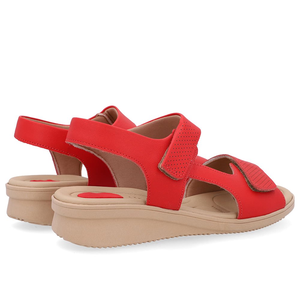 Sandália Plataforma Couro Vermelha Fecho-Flex Vermelho 3