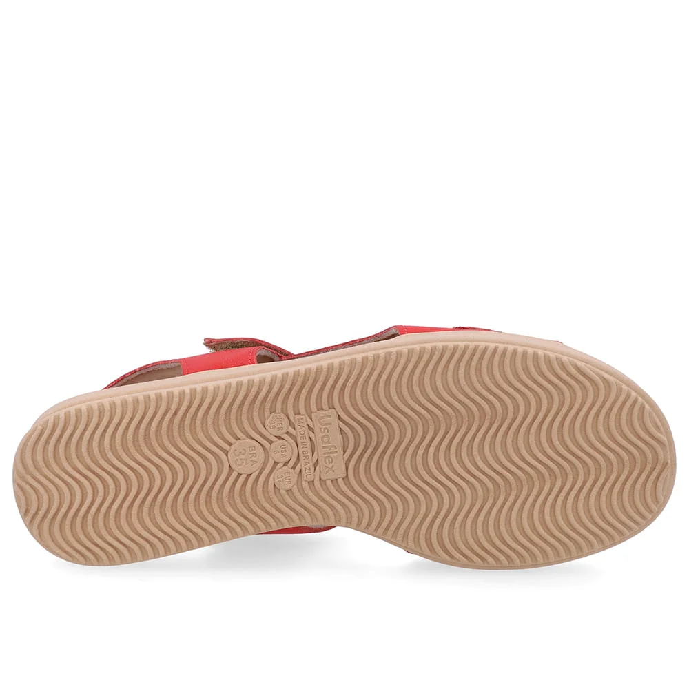 Sandália Plataforma Couro Vermelha Fecho-Flex Vermelho 5