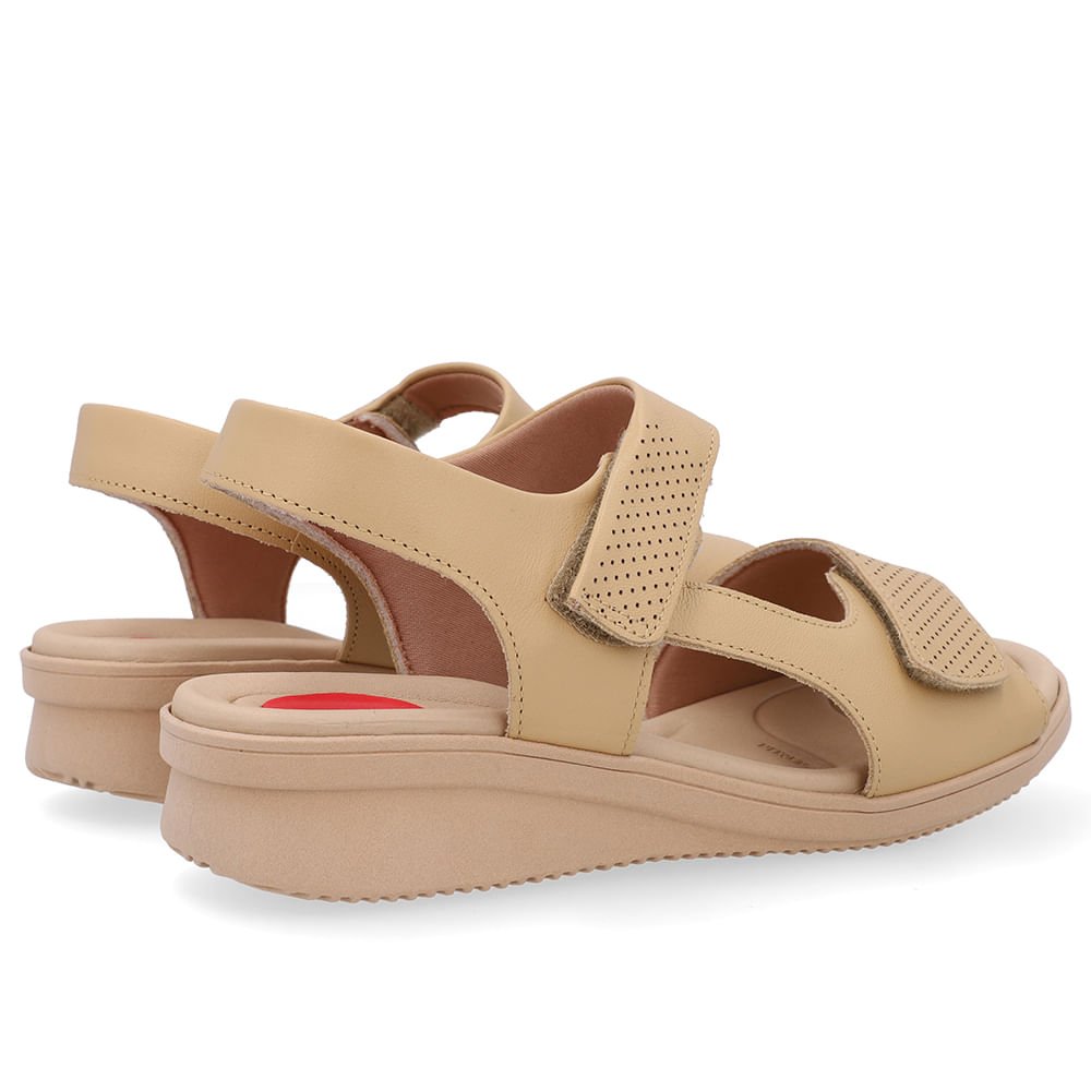 Sandália Plataforma Couro Bege Fecho-Flex Bege 3