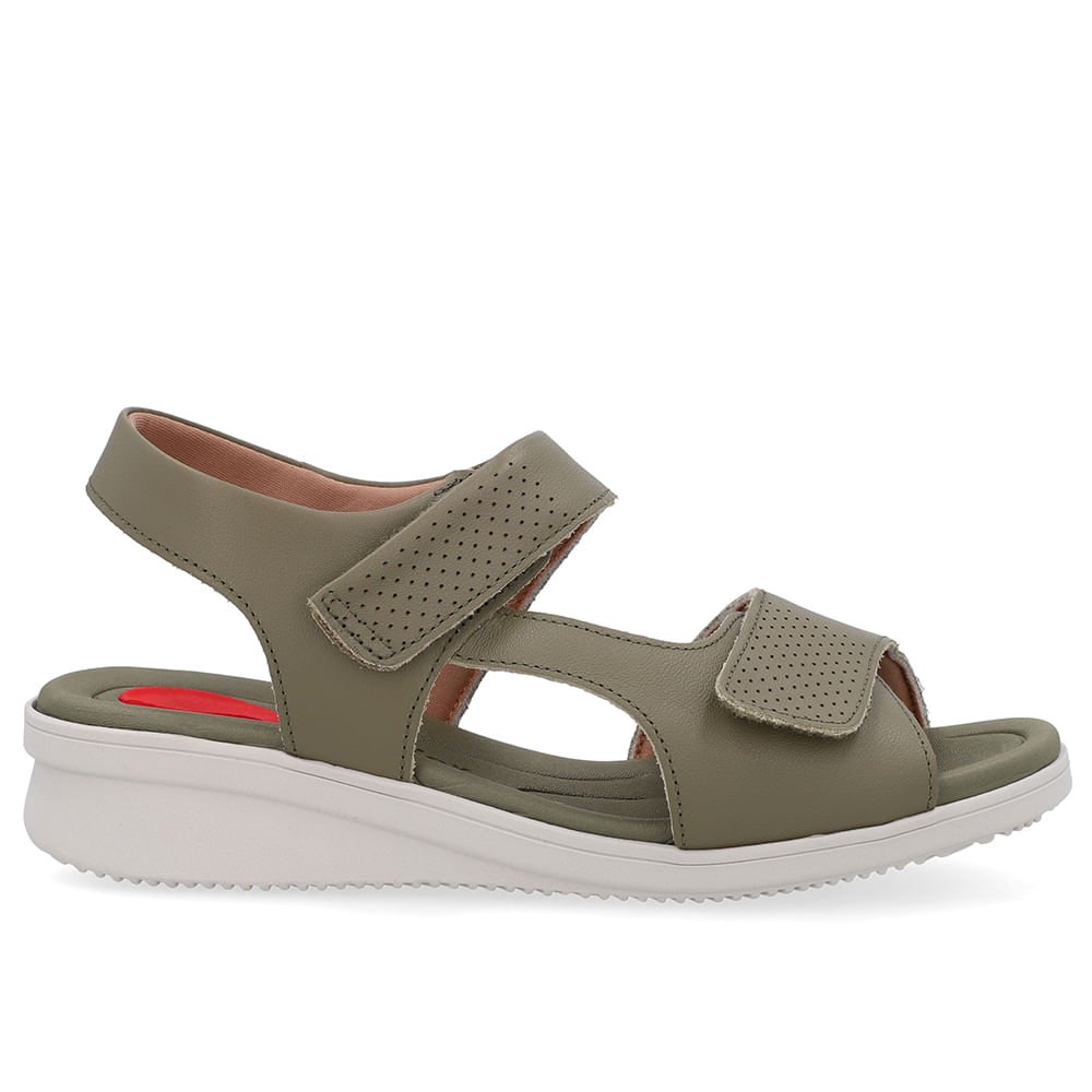 Sandália Plataforma Couro Verde Fecho-Flex