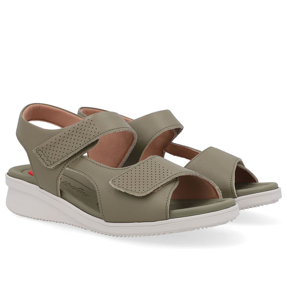 Sandália Plataforma Couro Verde Fecho-Flex Verde 2