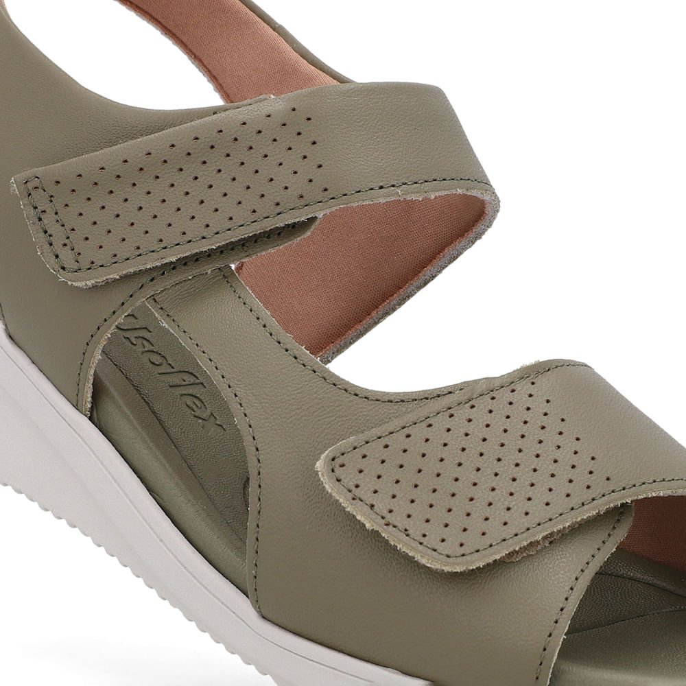 Sandália Plataforma Couro Verde Fecho-Flex Verde 4