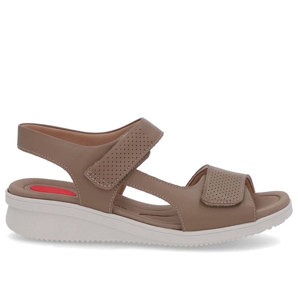 Sandália Plataforma Couro Marrom Fecho-Flex