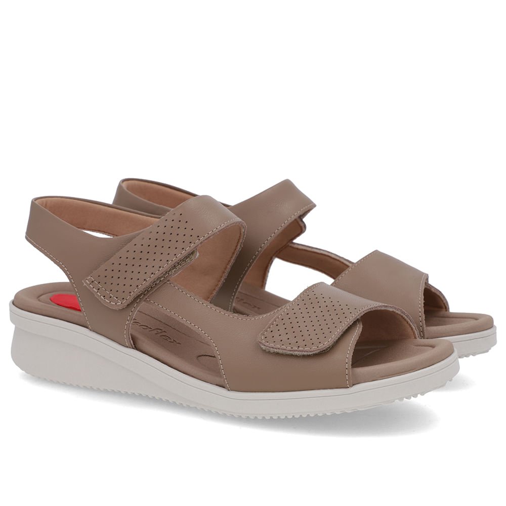 Sandália Plataforma Couro Marrom Fecho-Flex Marrom 2