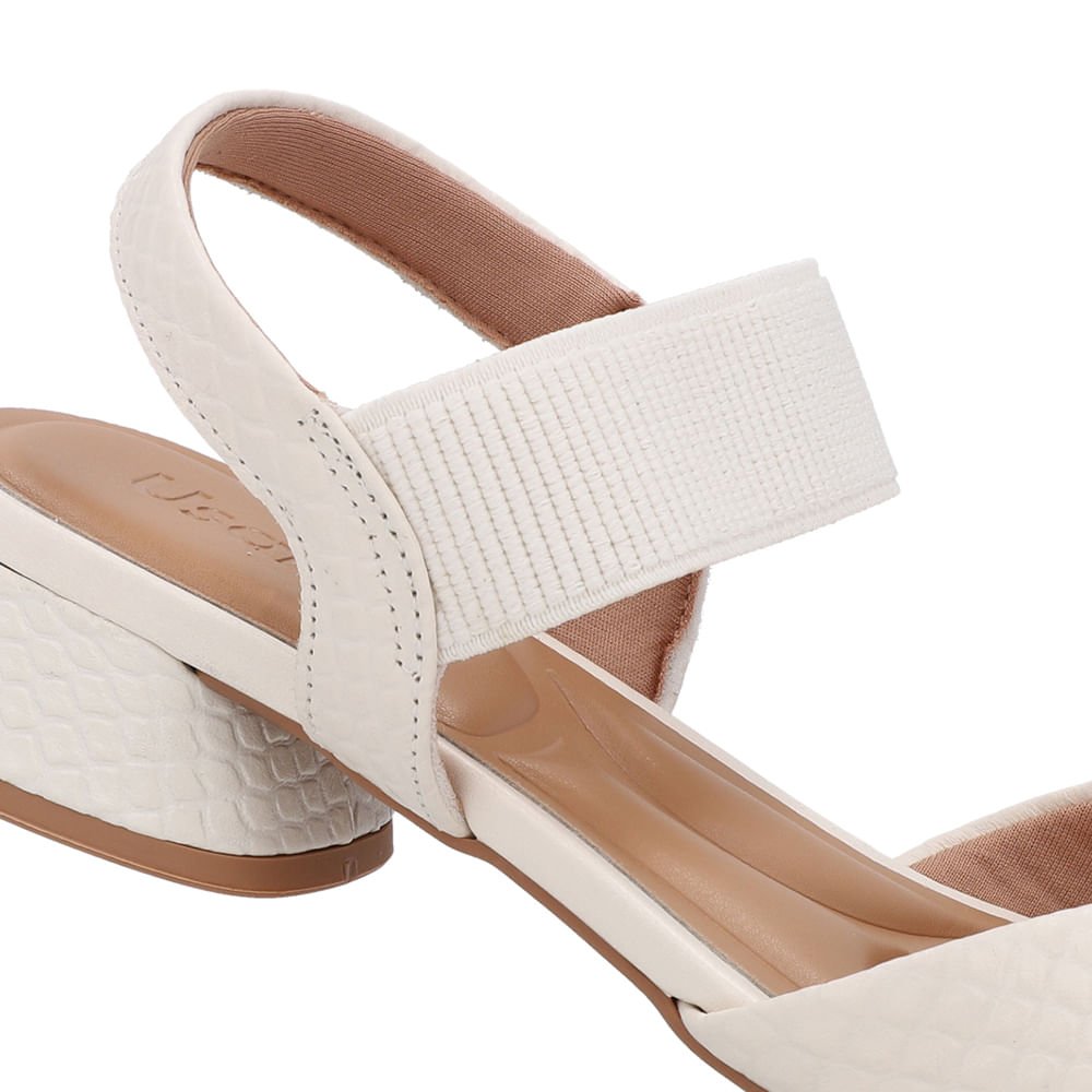 Sandália Básica Couro Branca Marfim Detalhe Elástico Branco 4