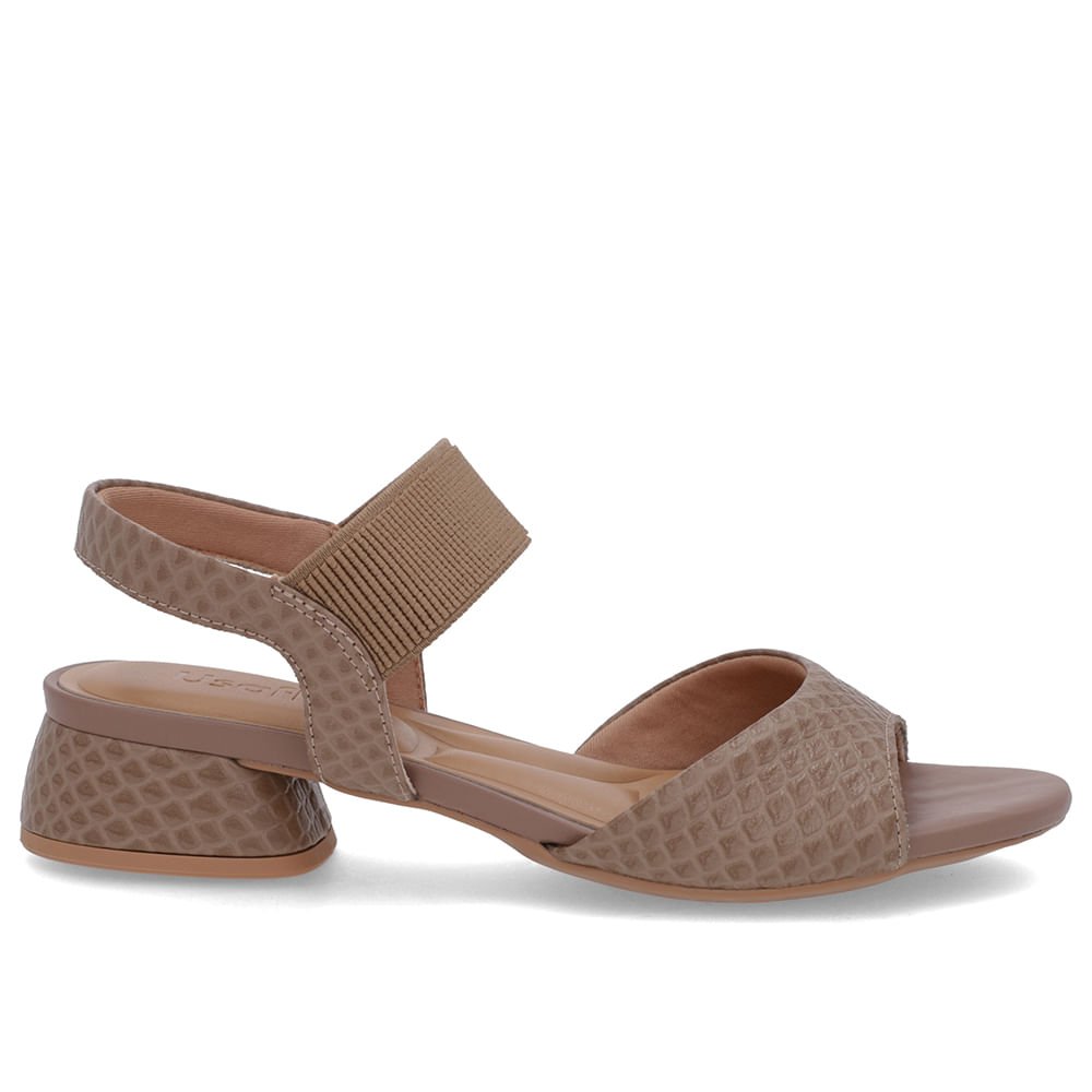 Sandália Básica Couro Marrom Detalhe Elástico