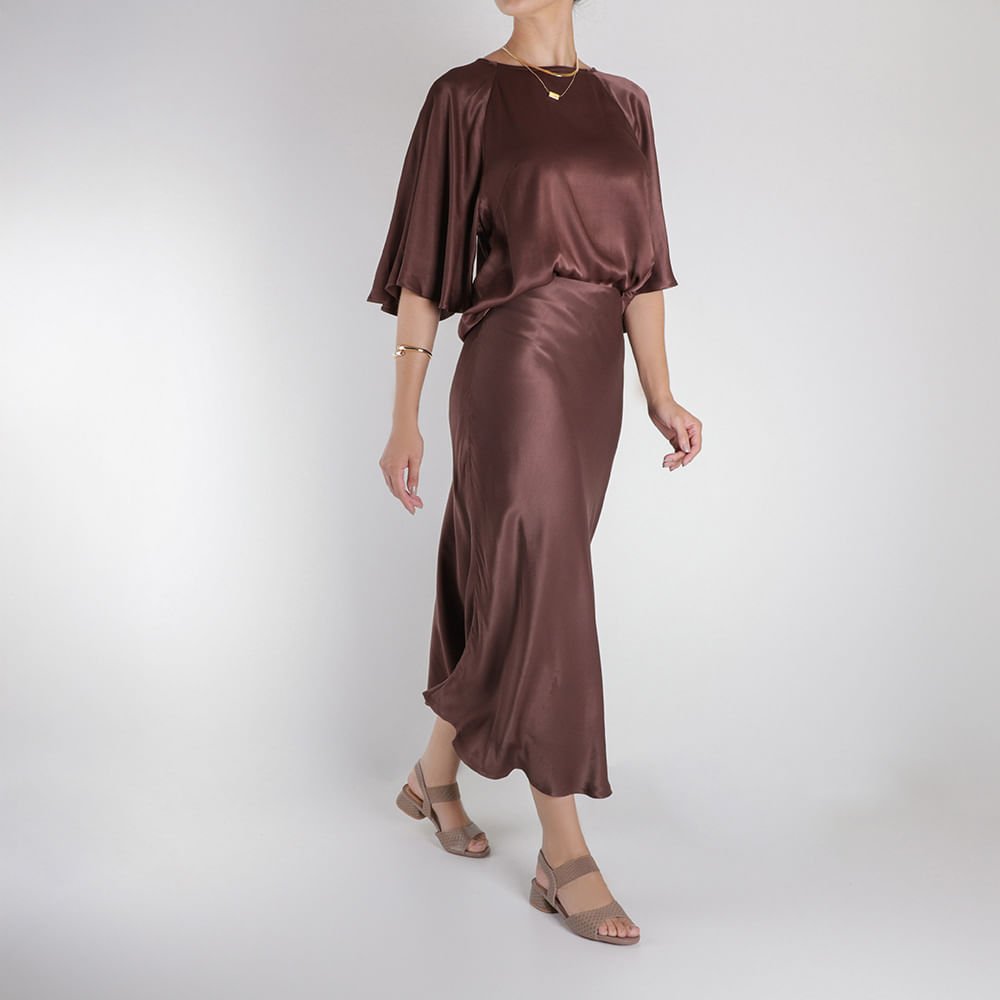 Sandália Básica Couro Marrom Detalhe Elástico Bege 4