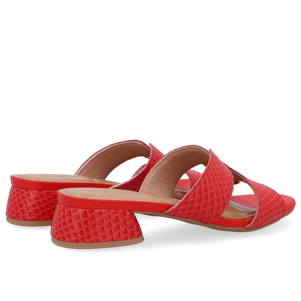 Tamanco Salto Bloco Couro Vermelho Vermelho 3