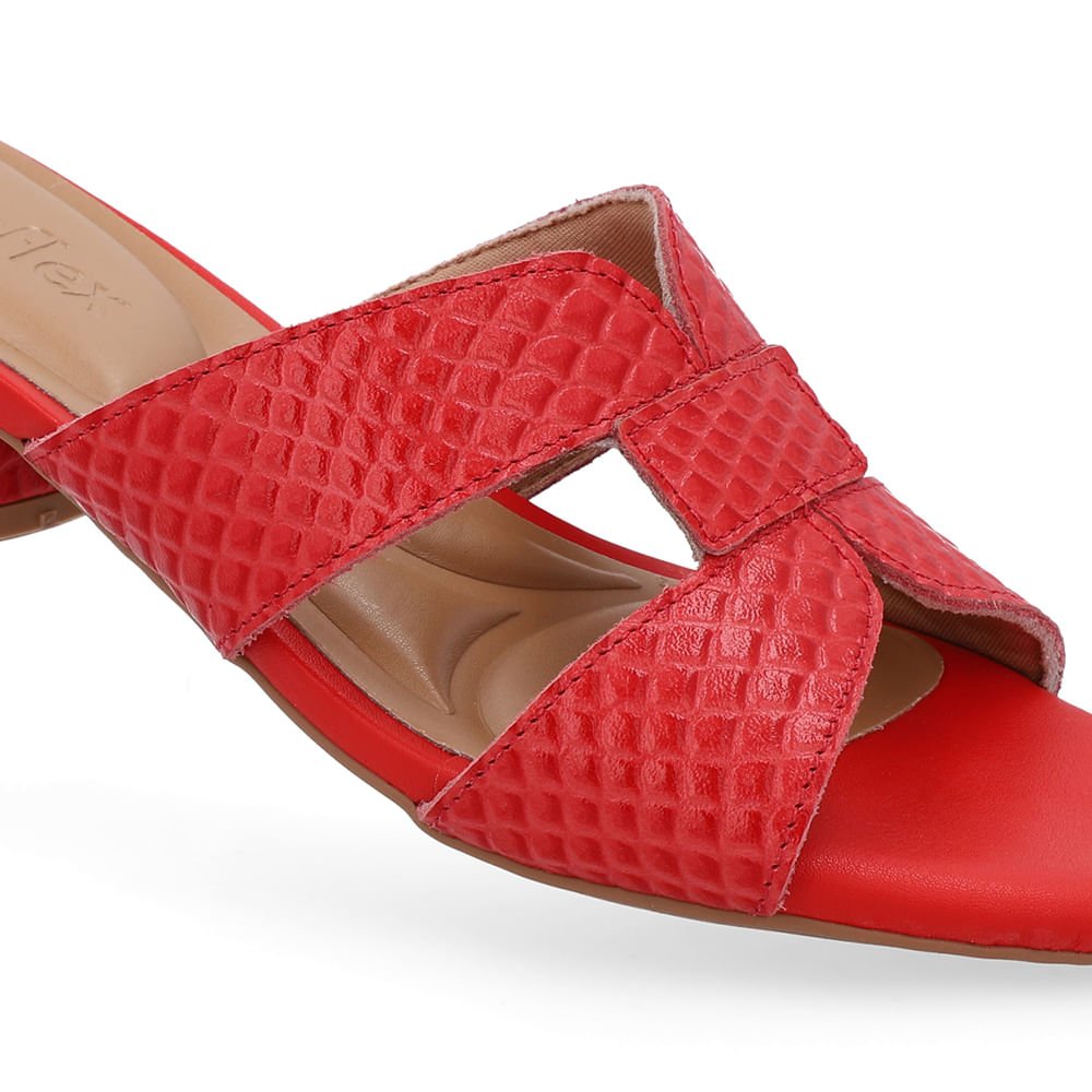 Tamanco Salto Bloco Couro Vermelho Vermelho 4