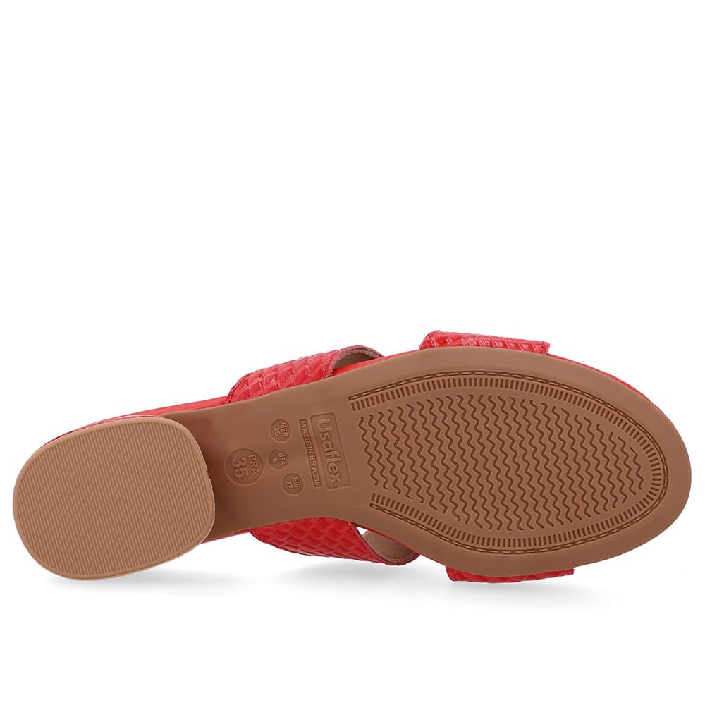 Tamanco Salto Bloco Couro Vermelho Vermelho 5