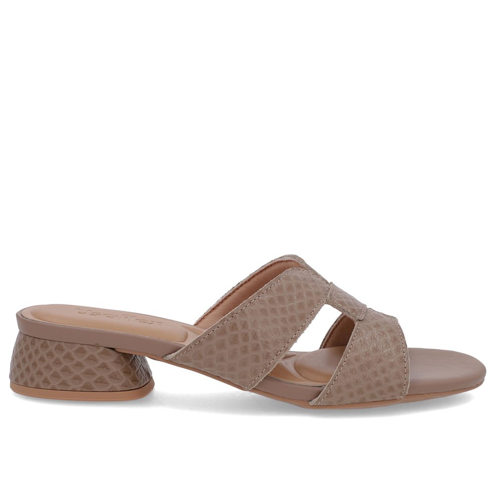 Tamanco Salto Bloco Couro Marrom