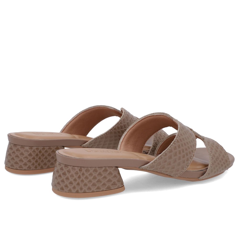 Tamanco Salto Bloco Couro Marrom Bege 3