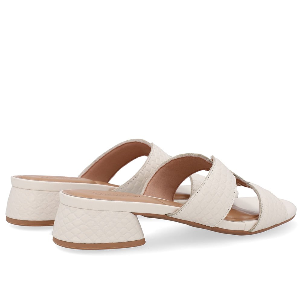 Tamanco Salto Bloco Couro Branco Marfim Branco 3