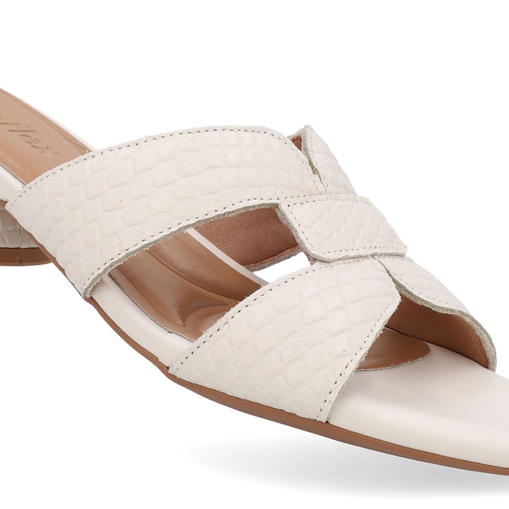 Tamanco Salto Bloco Couro Branco Marfim Branco 4