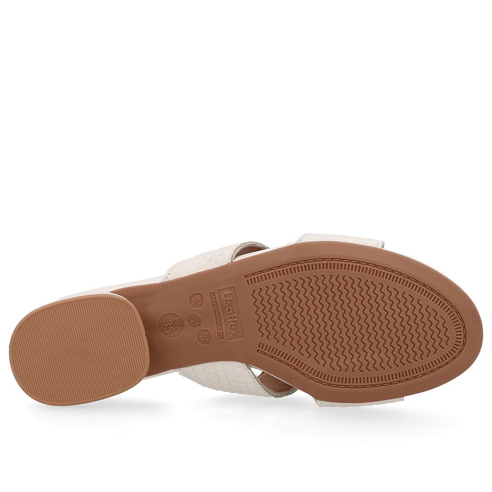 Tamanco Salto Bloco Couro Branco Marfim Branco 5