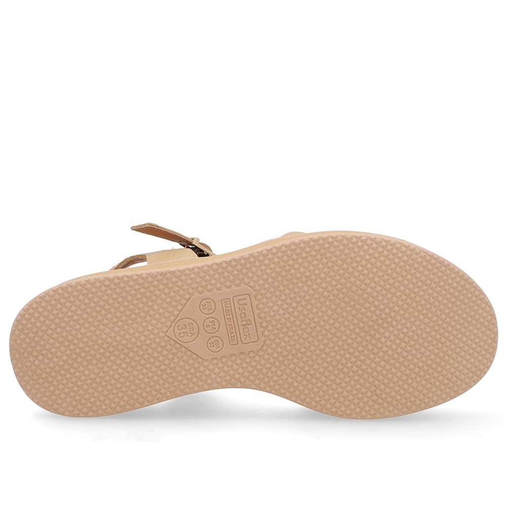 Sandália Salto Plataforma Couro Bege Bege 5