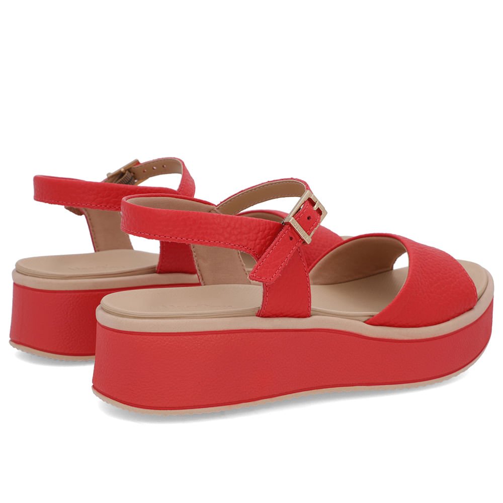 Sandália Salto Plataforma Couro Vermelho Vermelho 3