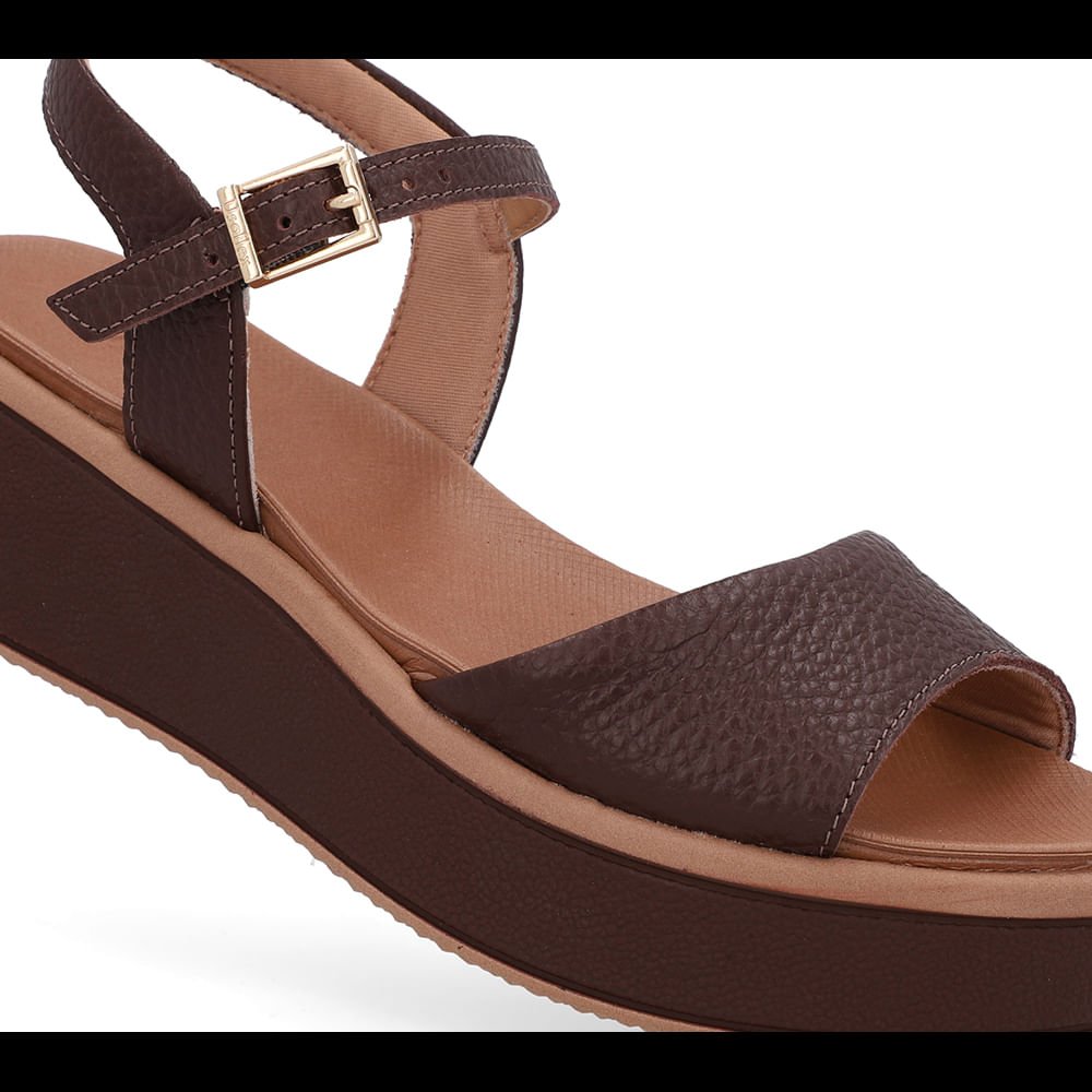 Sandália Salto Plataforma Couro Marrom Marrom 4