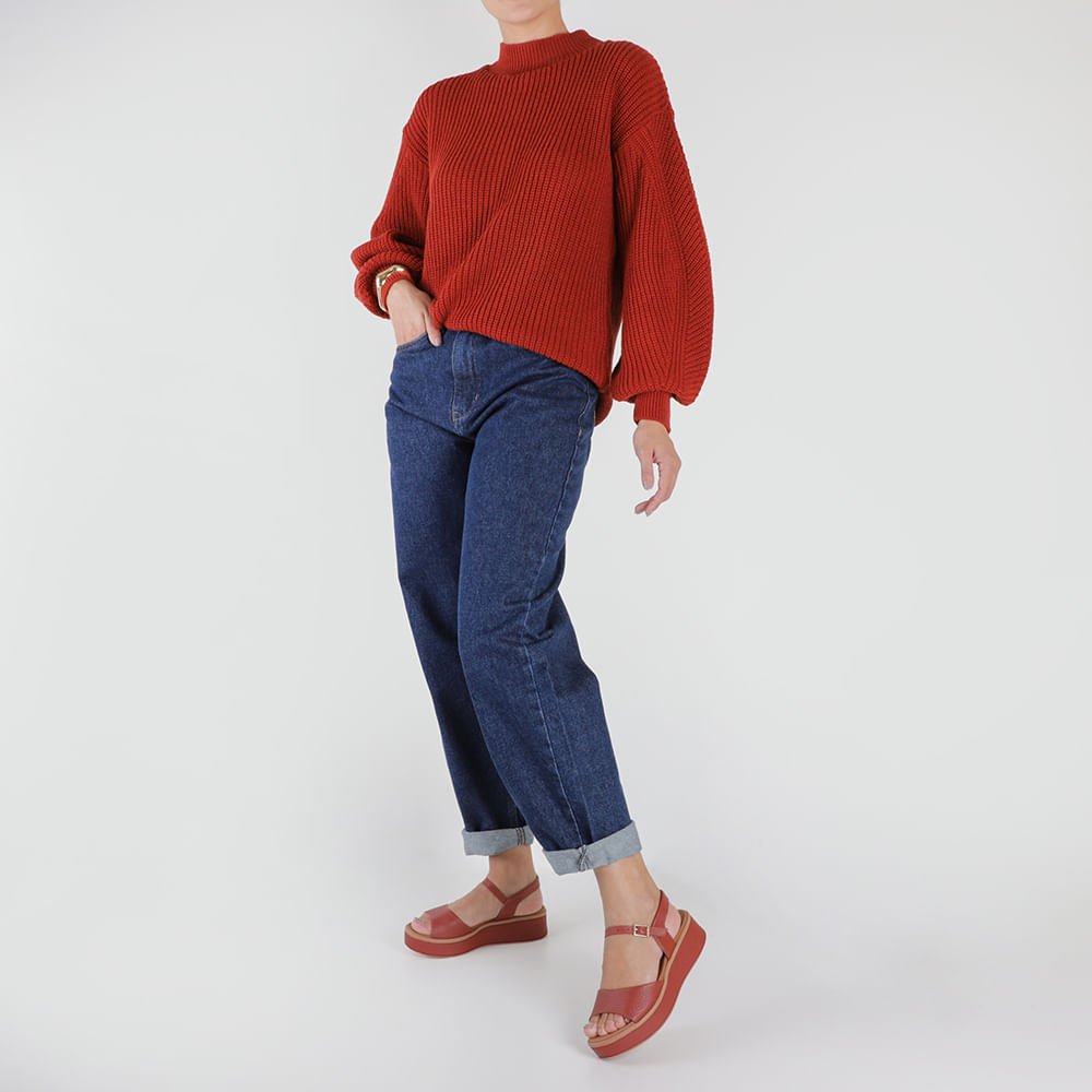 Sandália Salto Plataforma Couro Marrom Marrom 4