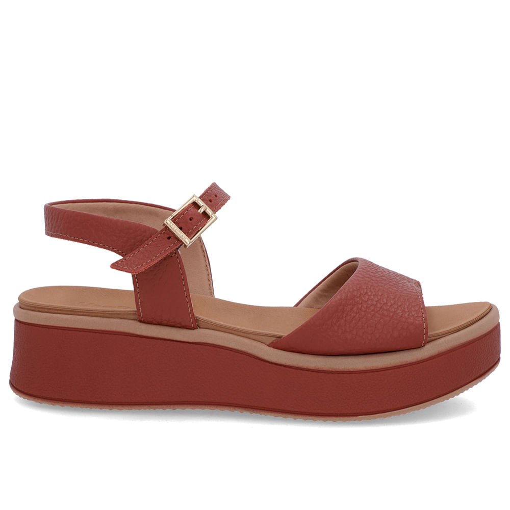 Sandália Salto Plataforma Couro Marrom