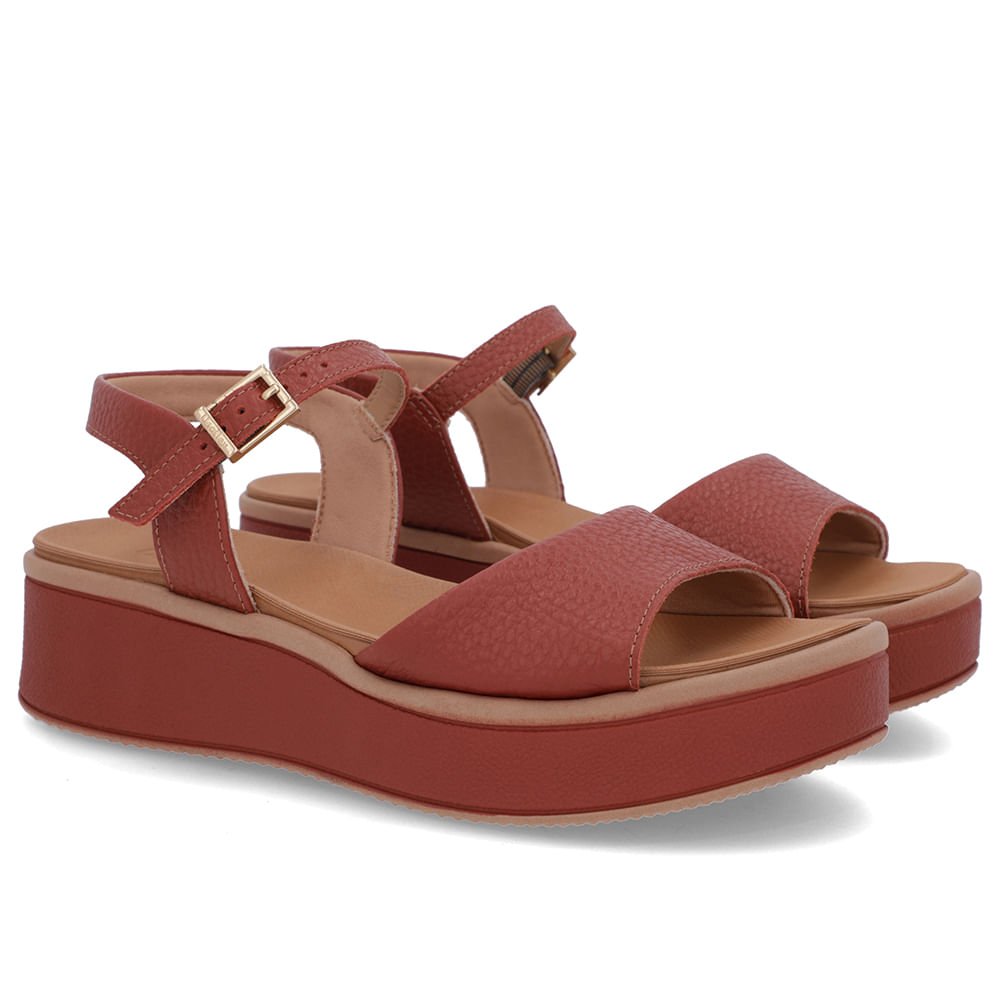 Sandália Salto Plataforma Couro Marrom Marrom 2