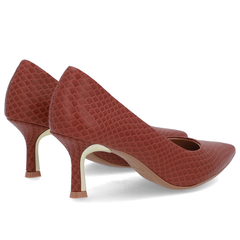 Scarpin Bico Fino Couro Marrom Detalhe Salto Marrom 3