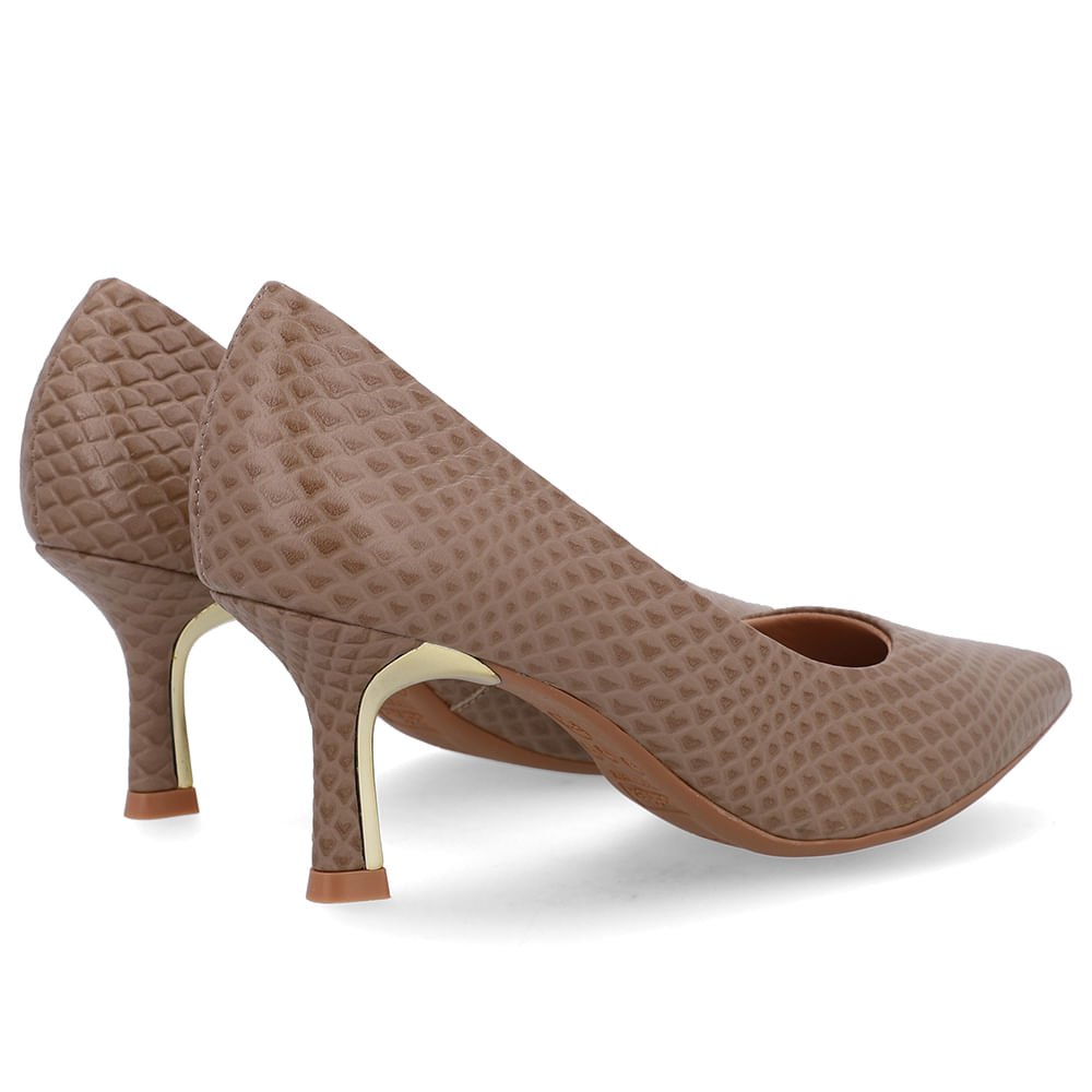 Scarpin Bico Fino Couro Marrom Detalhe Salto Marrom 3
